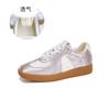 Leather German Training Shoes 2025 Spring New Fashion Soft Sole Square Head White Shoes Ballet Casual Versatile Women's Shoes
