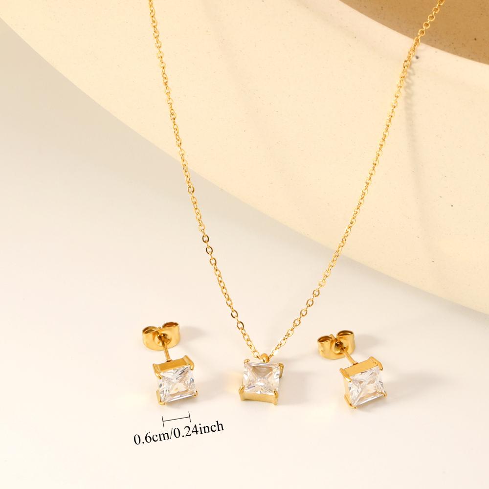 European and American Temperament, High-end Stud Earrings, Necklace, Exquisite Water Drop-shaped Geometric Jewelry Set, Women