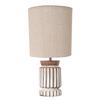 40.64 Cm Retro Farmhouse Table Lamp for Living Room Bedroom Rustic Linen Bedside Nightstand Lamps for Kids Room Study Office, Cylinder LED