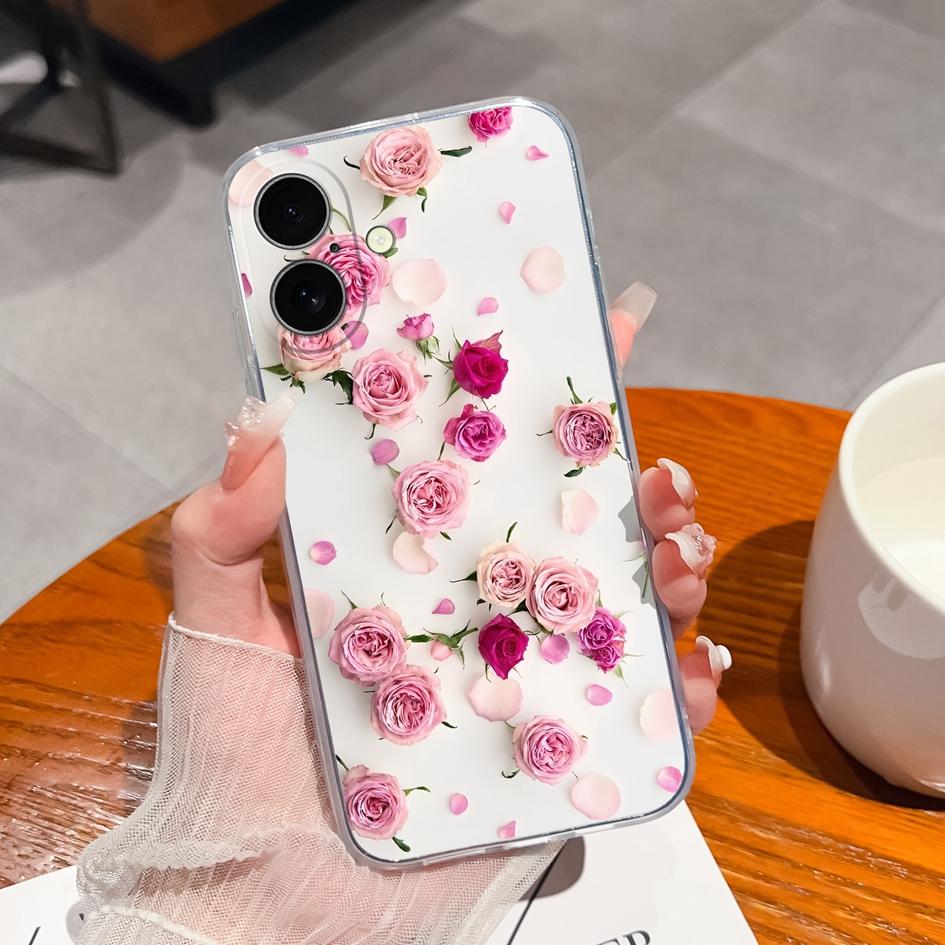 Για iPhone 16 Pro Plus 16 Pro Max 16pro Πίσω κάλυμμα Πολυτελής όμορφη λουλουδάτη διαφανής μαλακή σιλικόνη tpu προστατευτικό κάλυμμα κάμερας για Apple iPhone 16