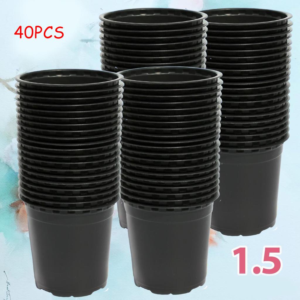 1.5 Liter Black and White Flower Pot 40 Pieces Black Seedling Pot Nursery Planting Pot Thickened PP