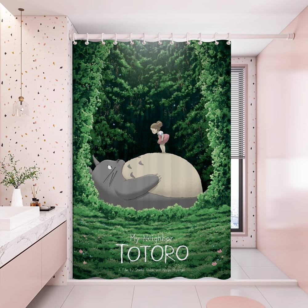 Anime My Neighbor Totoro Modern Simple Shower Curtain Bathroom Decorative Polyster Shower Curtain with Hook