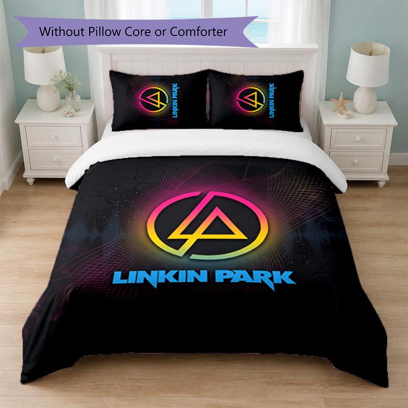 Linkin Park Print 3Pcs Bedding Set Duvet Cover With Two Pillowcases Soft Bed Linen For Household Bedroom