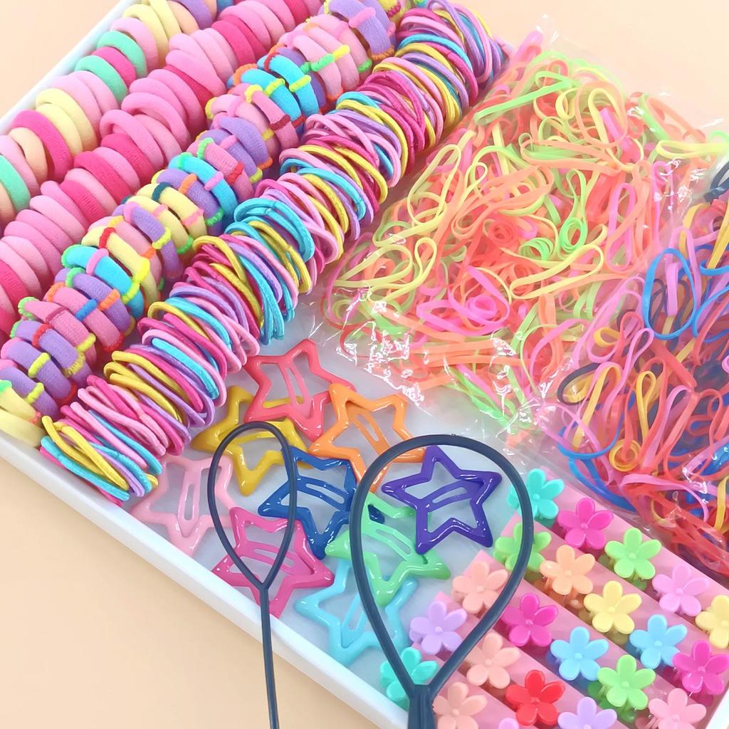 Girls Colorful Hair Bands Set Nylon Elastic Rubber Band Satin Scrunchies Children Ponytail Holder Kids Hair Accessories
