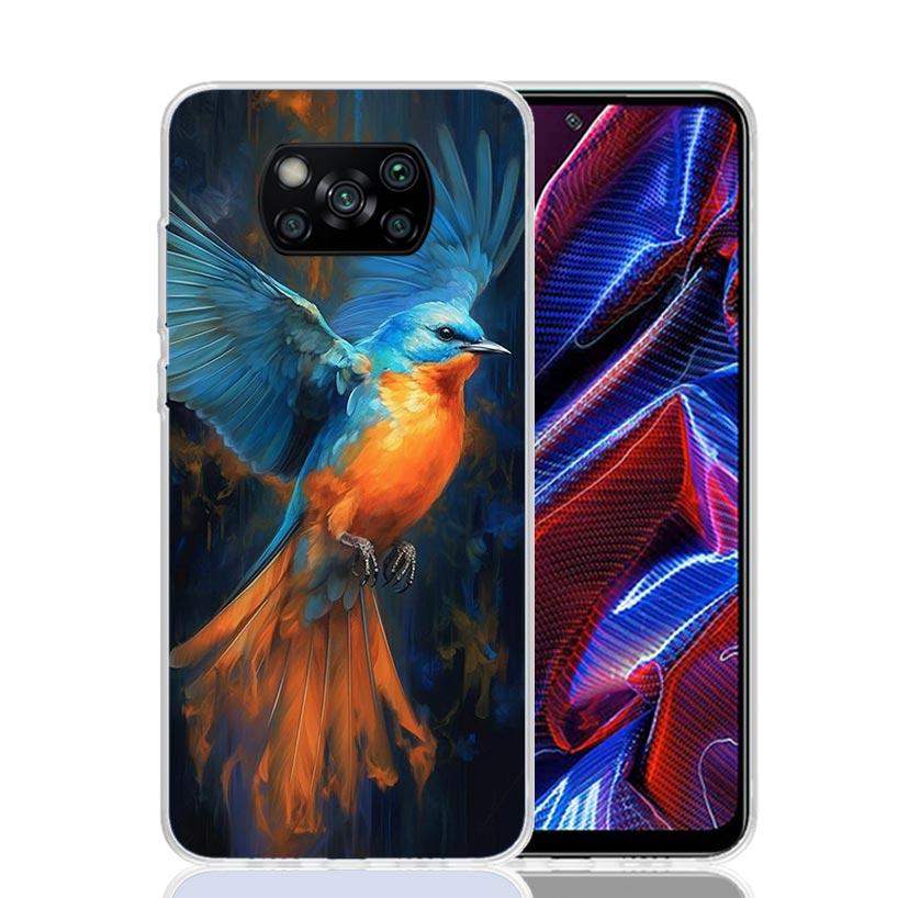Animal Oil Painting Bird Phone Case For Xiaomi Poco X7 X6 X5 Pro F7 Ultra Redmi 15C 15 13 13C 12 12C 10 10A 10C 9 9A 9C 9T Cover