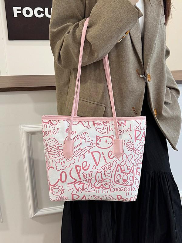 Women's Canvas Tote Bag 2025 - Personalized Print, Large Capacity, Versatile Shoulder Handbag