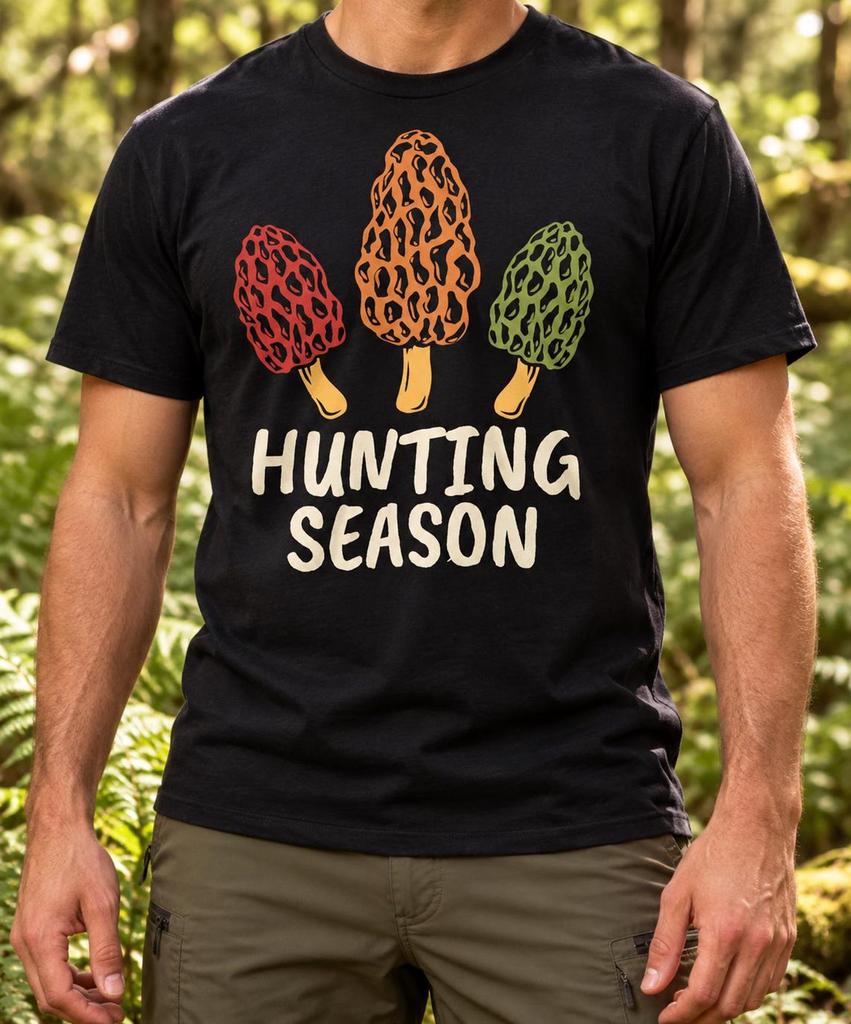Morel Hunting Season Shirt, Mushroom Foraging Tee, Retro Fungi Nature Design, Mycology Lover Gift, Woodland Explorer Birthday, Forest Hiking