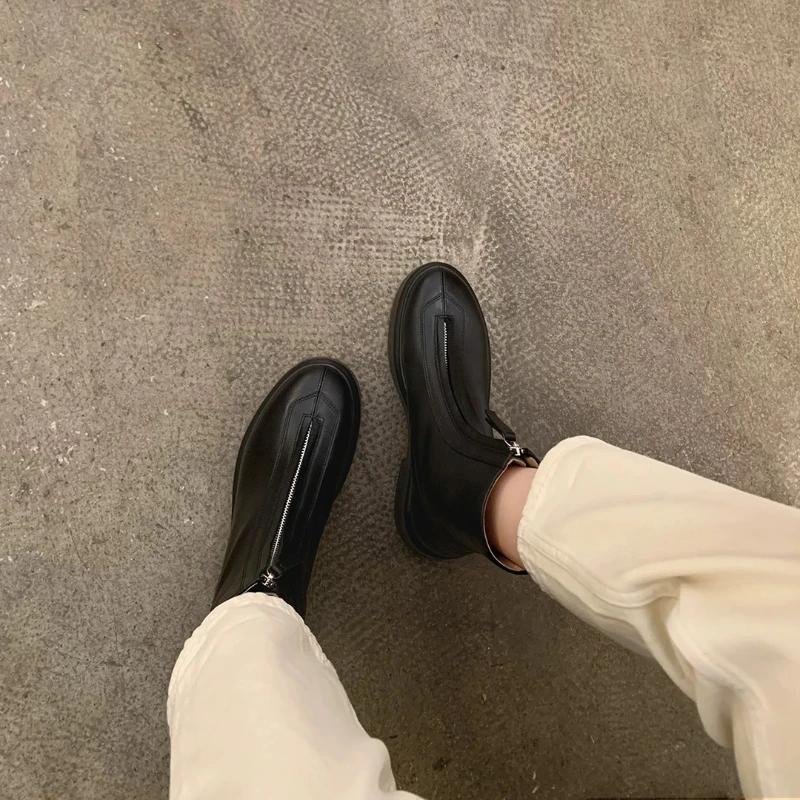 Женские высокие ботильоны Короткие ботинки с толстой подошвой Осенняя и зимняя обувь — фото 3