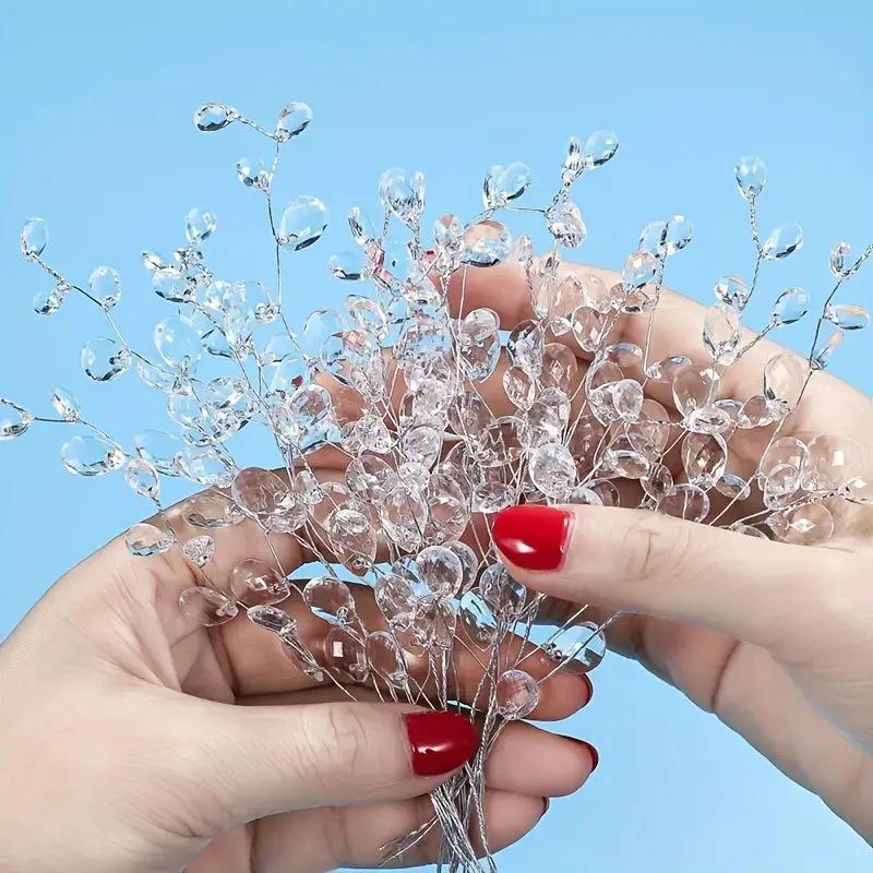 Acrylic Bead Drop Stems Flower Bouquet Crystal Bud Branches Flower Twig Pick For Wedding Home Decor Floral Decor Craft Supply