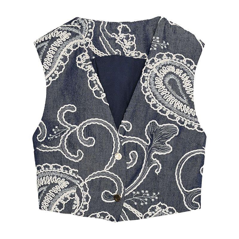 Zaprha 2025 Summer New French style Slimming Embroidered Short V-neck Vest Style Top Vest 3380921