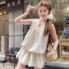 French Korean lace-up vest sleeveless dress women's summer new small bud short skirt set