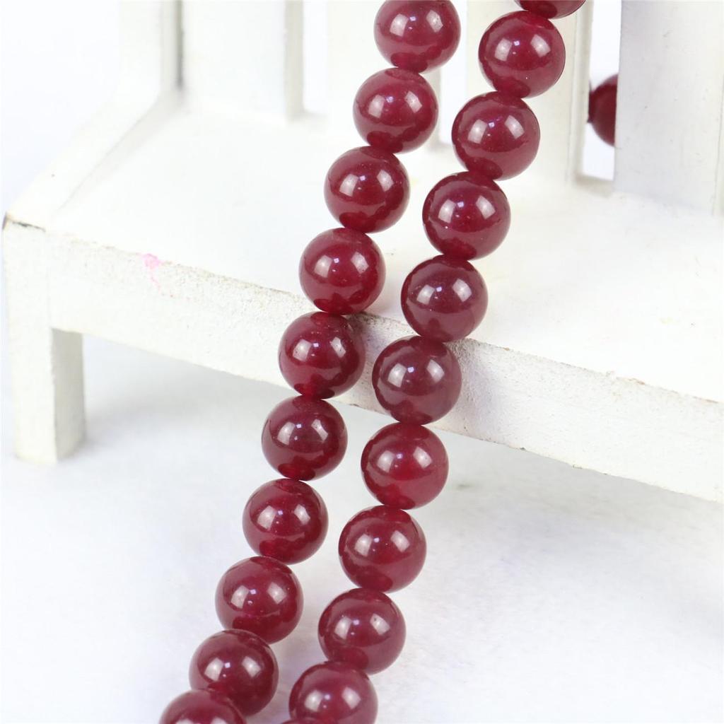 10mm Round Red Jades Chalcedony Loose Beads Natural Stone Women Girls DIY Jaspers Accessories Part for Jewelry Making Design