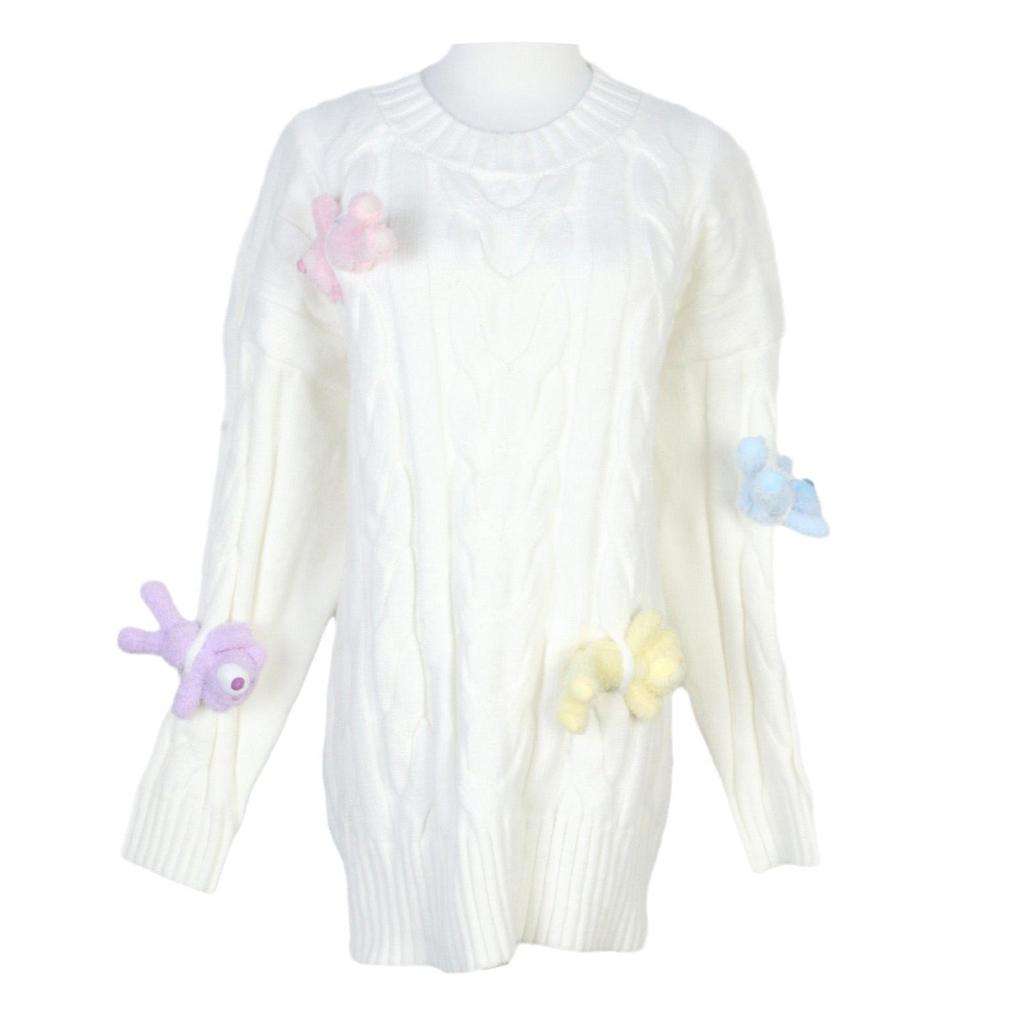 2024 Rainbow Bear Twist Knit Sweater: Autumn/Winter Loose Fit for Women