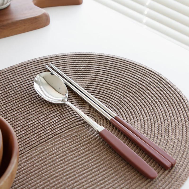 Korean Chopsticks Dessert Spoon Flatware Stainless Steel Cutlery Set Sushi Sticks Coffee Tea Spoons Set Portable Dinnerware Set