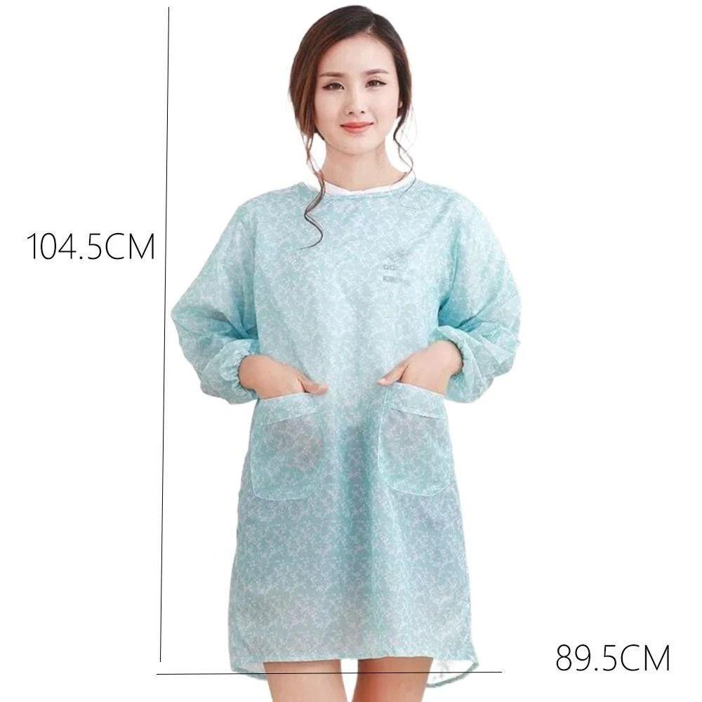 Durable Long-Sleeved Kitchen Apron Oil-proof Waterproof Adult Smock Lightweight Washable Catering Waiter Work Overalls
