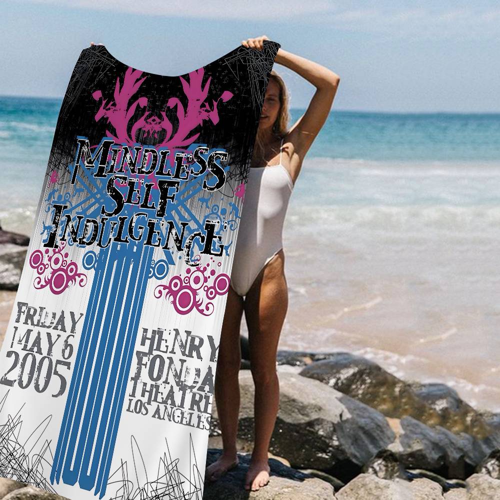 Retro Mindless Self Indulgence Band MSI Beach Towel Bath Towels Microfiber Quick Dry Custom Sand Free Beach Yoga Spa Gym Pool