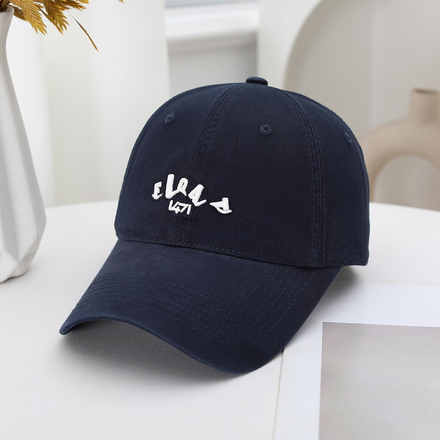 Spring And Autumn Embroidered Sun Hat Four Seasons Men S And Women S Washed Soft Top Cap Alphabet Baseball Hat adjustable тёмно-синий