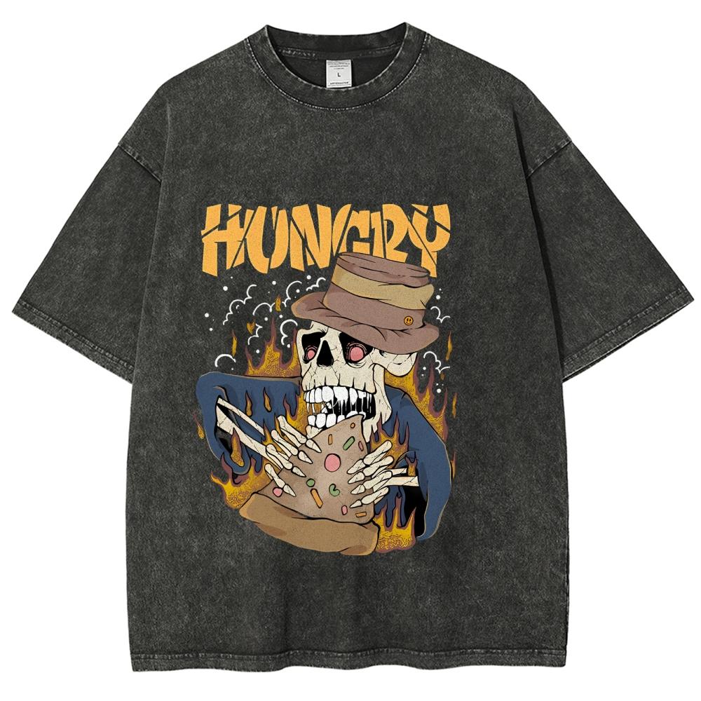 Y2k Acid Washed T Shirt Women Vintage Cotton T-shirts Harajuku Gothic Streetwear Soft Tees Girl Loose Fashion Print Tops Unisex