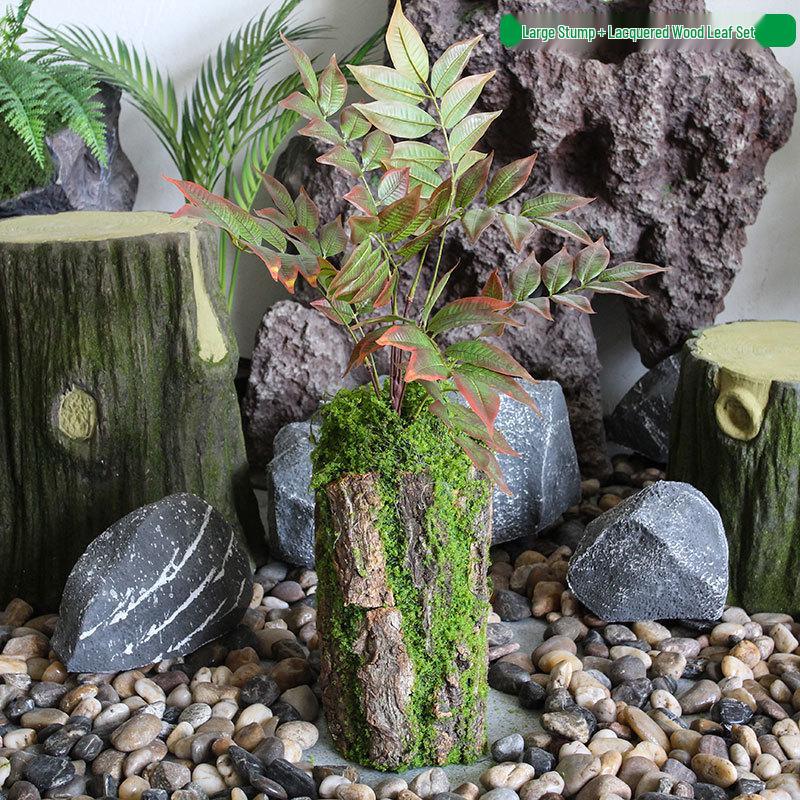 Forest Style Artificial Tree Stump with Moss Bark - Kindergarten and Country Style Decorative Ornament, Perfect for Landscaping or Inserting Flowers.