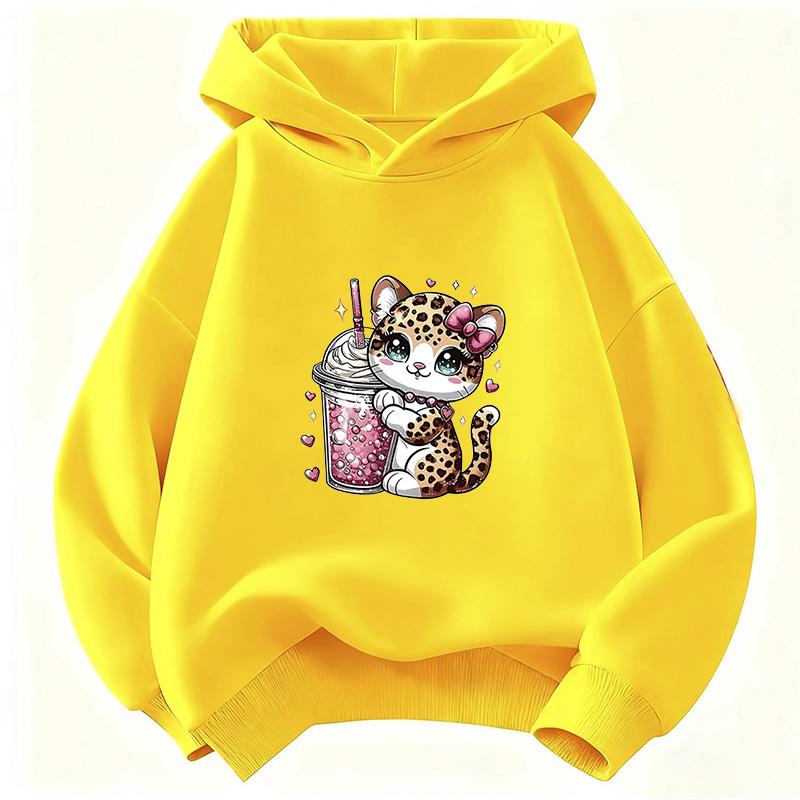 Sudadera con Capucha Linda de Gato Estampado de Leopardo para Niños Sudadera de Gato para Niños Sudadera con Capucha Linda Divertida para Niños y Niñas Otoño Invierno Sudaderas Casuales