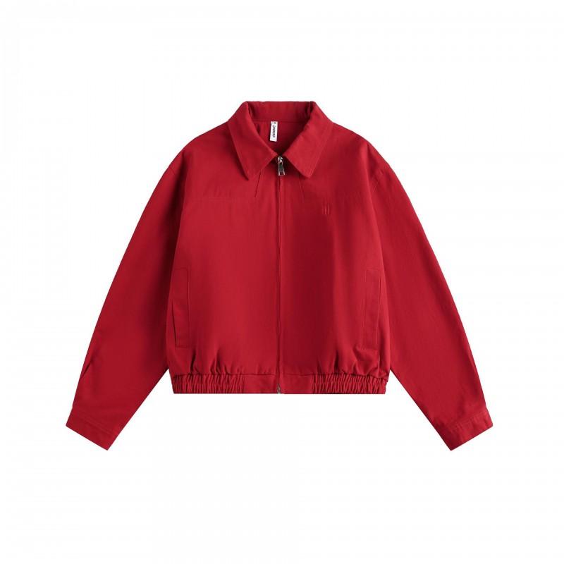 Unisex Retro Red Harrington Jacket Streetwear