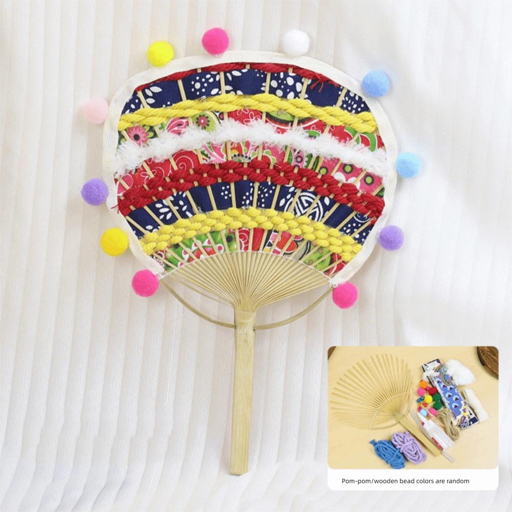 

Romantic Ethnic Style Fan Traditional Hand Cranked Fan Artistic Circular Fan Cultural Activity Style E