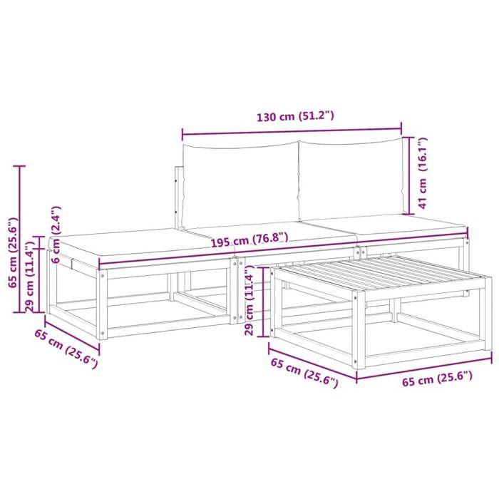 VidaXL Ensemble de canapés de jardin 4 pièces avec coussins en bois d'acacia et rotin 3278889