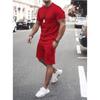 New Men's Casual Sports Suit Solid Colour Fitness Running Short-sleeved T-shirt Men's Two-piece Set