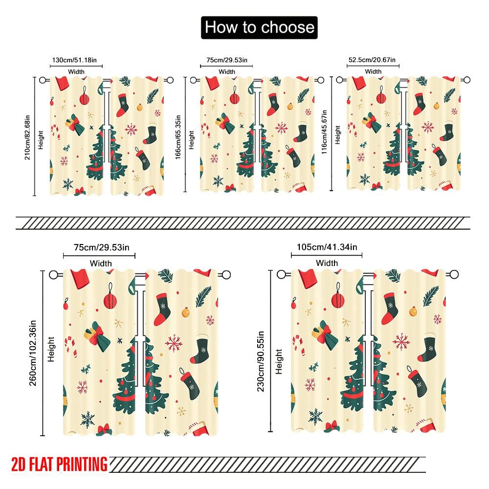 2Pcs,2D Plane Printing Contemporary Curtains Christmas Tree Snowman Winter Gift (2) Polyester Easy Install (Without Rod)