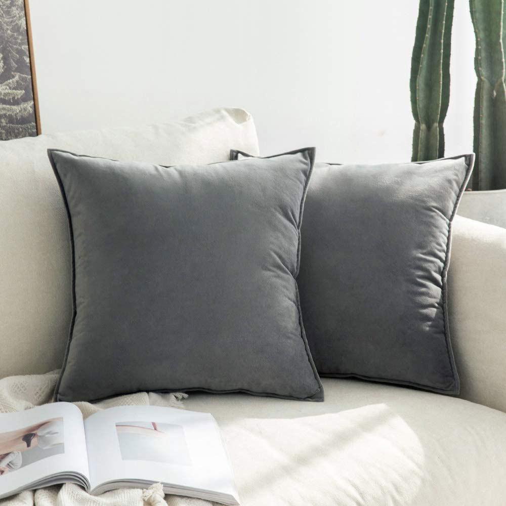 1pc Velvet Flange Craft Sofa Cushion Cover Nordic Minimalist Solid Color Dutch Velvet Piped Pillow Cover