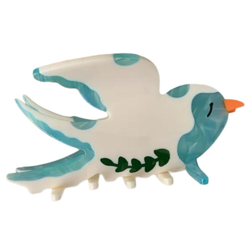 

Traceless Swallow Hair Claw Spring Bird Clip Women Hair Styling Ornament Bird Shaped Claw Clip Hair Decors Daily Use синій