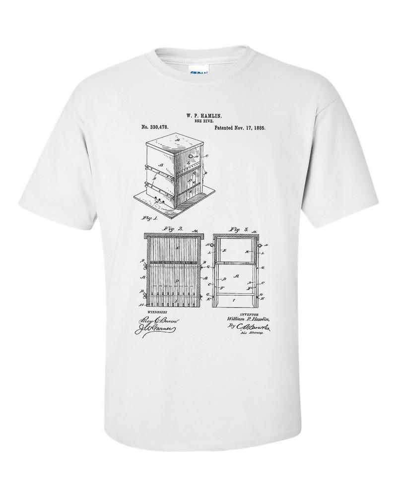 Bee Hive Patent T Shirt Bee Keeper Honey Bee Apiary Beehive TShirt 2XL