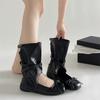 Popular black high-end platform boots women's 2025 new summer skirt versatile ballet style heightening short boots