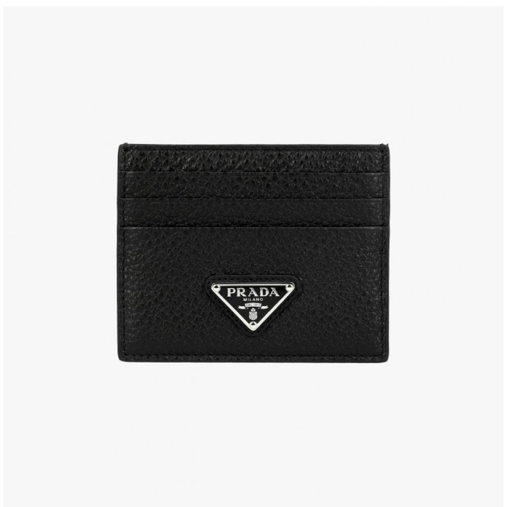 Prada Peněženka na karty s logem Grain Triangle 2mc025 2e54 F0002