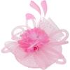 Bandeau Décoratif Fleur en Maille et Chapeau à Clip avec Ornement en Plume pour Femmes et Occasions Spéciales comme les Tea Party et les Mariages Rose