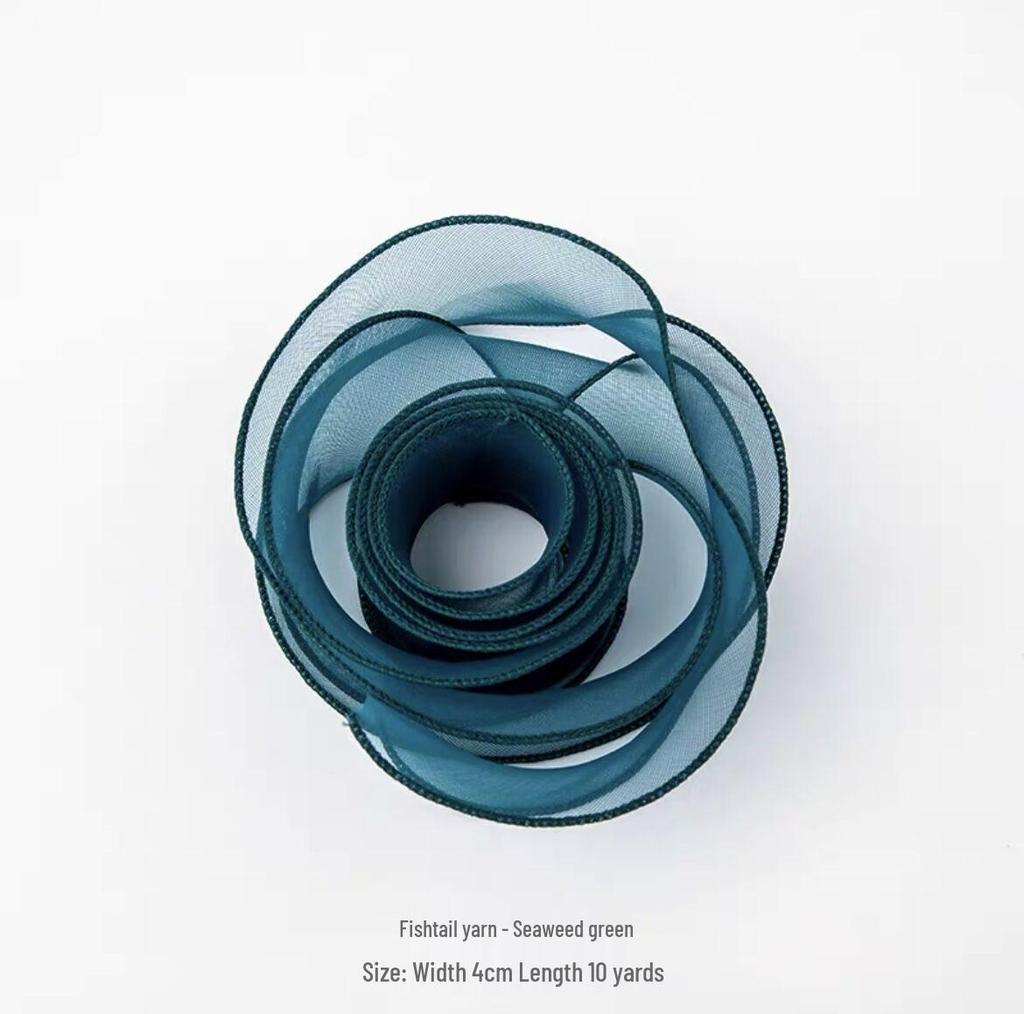 Iridescent Pearl Wave Silk Ribbon: Fishtail Yarn for Floral Arrangements & Decorations