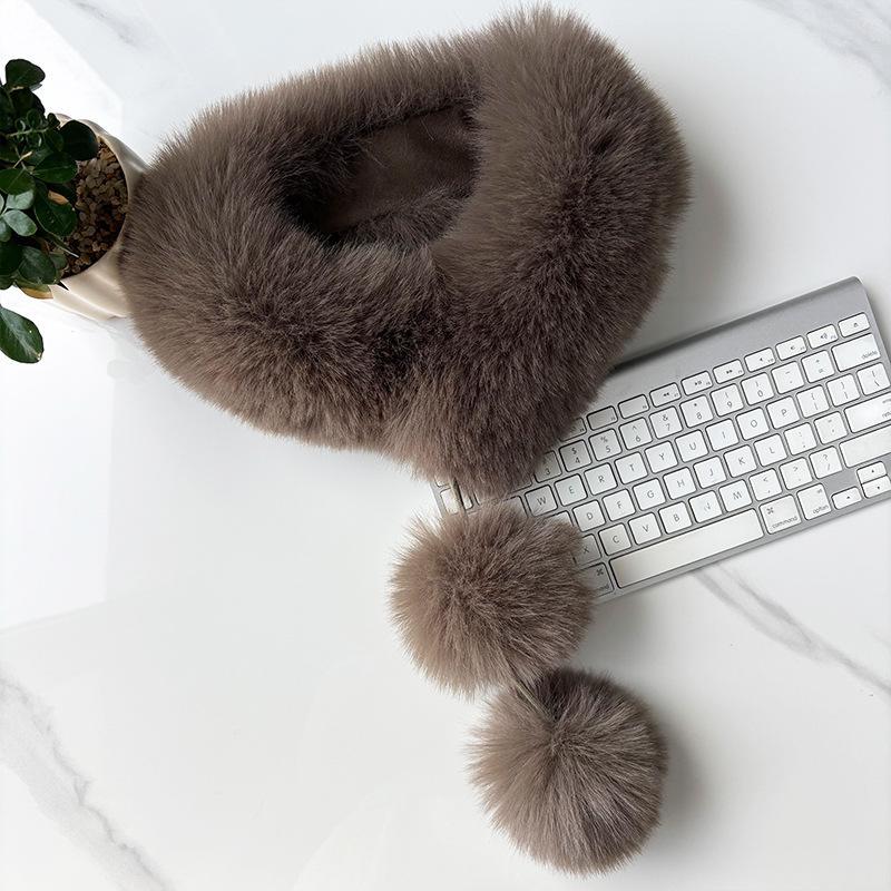 1Pcs Winter Thickened Natural Fox Fur Scarf For Women Magnetic Scarf Neck Warm Fluffy Shawls Female Coat Collar