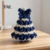 DIY Wool Yarn Craft Set Crochet Christmas Tree Kit, Beginner-Friendly Xmas Kit with Bow Soft Fluffy Handcraft And Faux Pearl Embellishment,