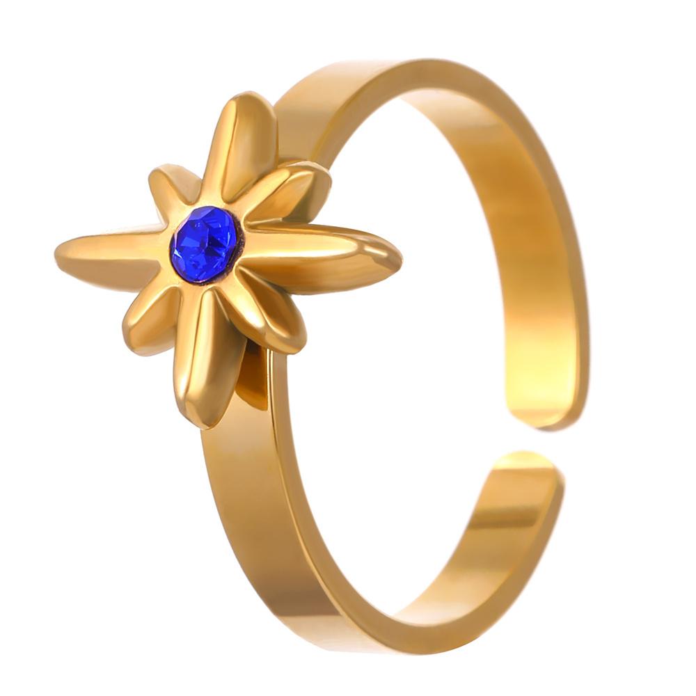 

Summer Zircon Bohemian Ring Woman Inspired Designer Zircon Fancy Gold Colour Stainless Steel Rings Vintage Accessories resizable