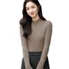 Autumn Women's Half High Neck Knitted Wool Sweater - Slim Fit, Long Sleeve, Plus Size, Elegant Top
