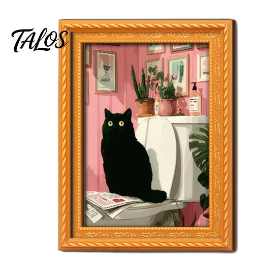 Small Picture Frames for Fridge Funny Wooden Magnets Frame, Retro Cute Cat Pattern Magnetic Refrigerator Style Interior Decoration Locker Magnet Photo
