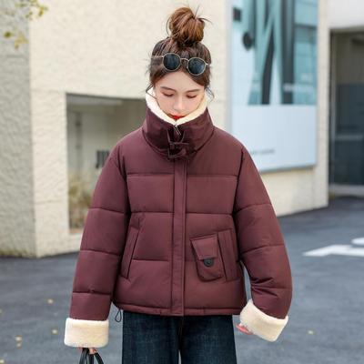 Autunno Inverno Ispessito Caldo Parka Donna Casual Carino Tinta Unita Tasca Grande Giacche Larghe Capispalla