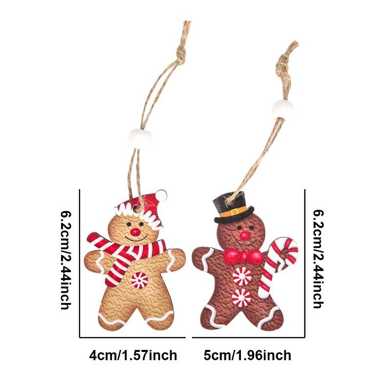 12pcs/set Wooden Christmas Tree Ornaments Handmade Hanging Xmas Decorations Eco-Friendly Holiday Party Gifts for Home Decor