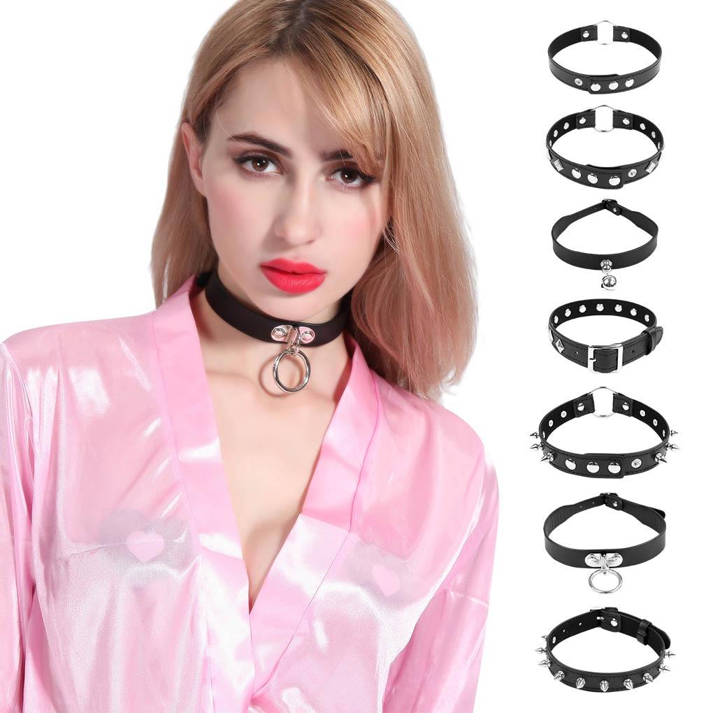 Leather Collar Fashion Foreplay Women PU Leather Necklace Adjustable Choker Adults Toy