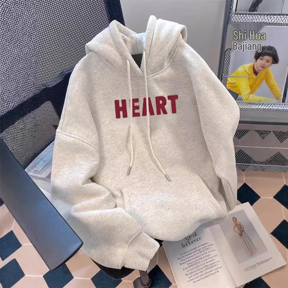 Imitation Cotton Blended Milk Silk Hoodie (Silver Fox Fleece) - Round Neck, Loose Sweatshirt, 320g/420g