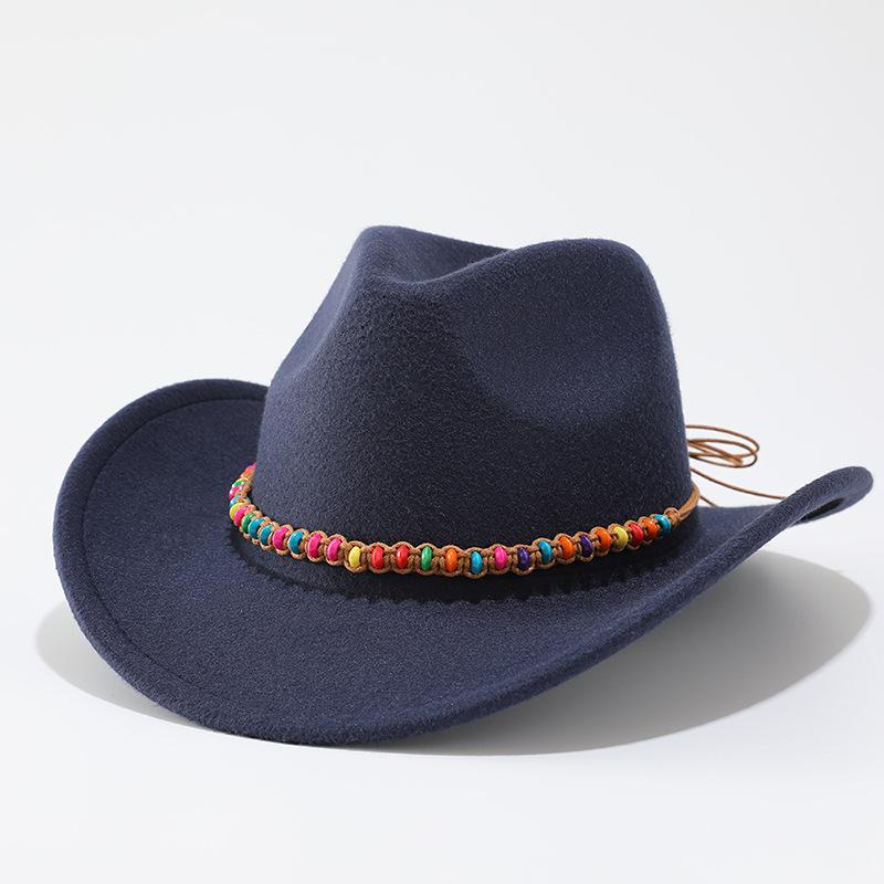 Men's and women's curled brim, ethnic style top hat, European and American French jazz hat, British style warped edge cowboy hat, men's and women's ha
