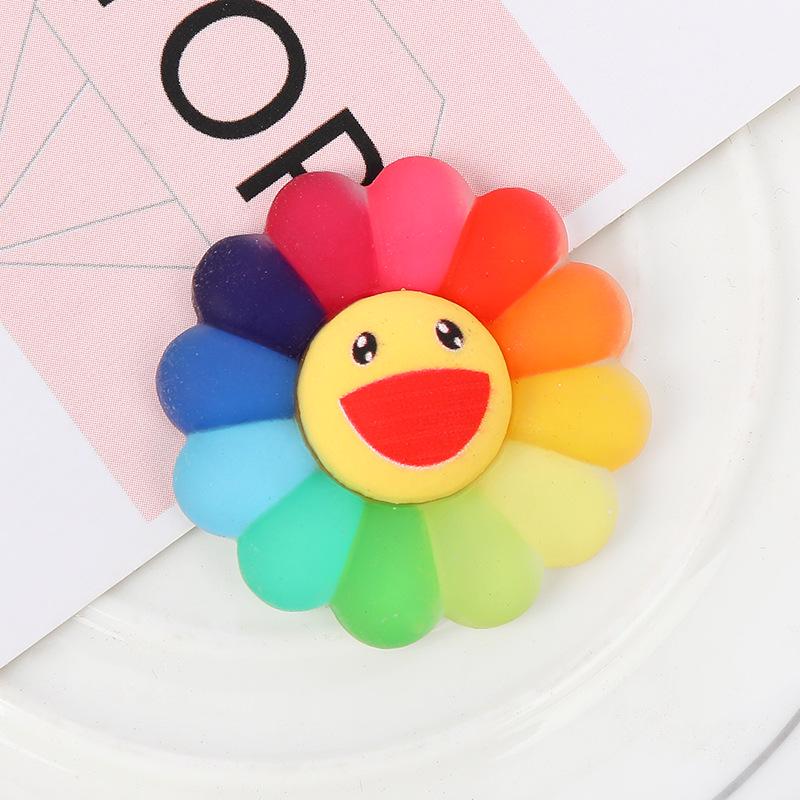 Seven-Color Smiley Sunflower Resin Accessories: Headwear, Brooch, Pencil & Phone Case Stickers, Bracelets.