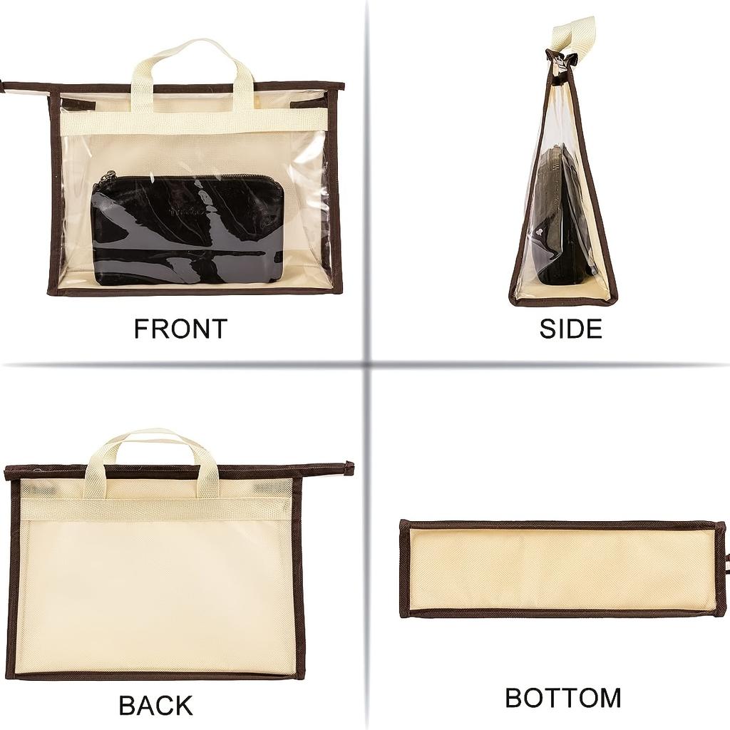 Transparent Dust-proof Handbag Storage Bag Moisture Proof Hanging Leather Bag for Bedroom Storage Crossbody Zip Waterproof Bag