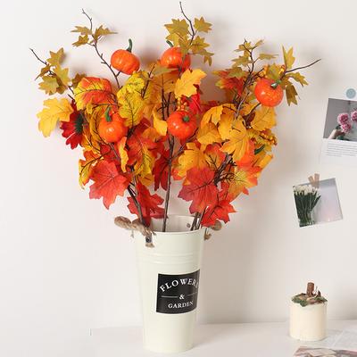 1PC Maple Leaves Branches Thanksgiving Tree Branch Autumn Floral Arrangements DIY Fall Furnishings Realistic Artificial Plant