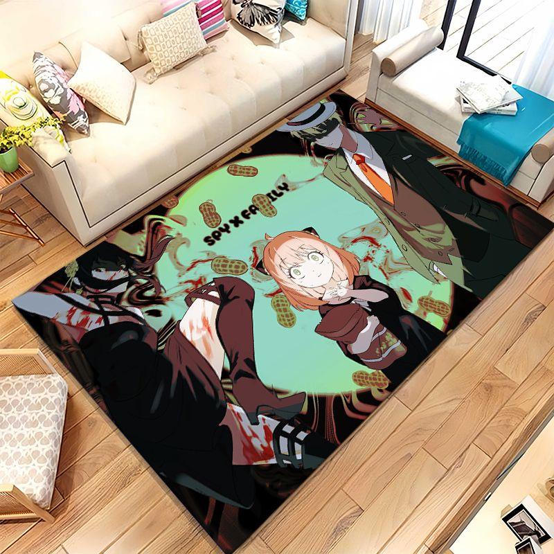 Anime SPY×FAMILY Carina Anya Forger Cartone Animato Tappeto Area Antiscivolo per Soggiorno Tappeto Morbido per Camera da Letto Bambini Divano, Tappetino per Porta Decorazione Casa